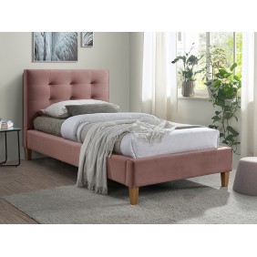 Односпальная кровать TEXAS VELVET 90X200 цвет античная роза / дуб BLUVEL 52 TEXASV90RD