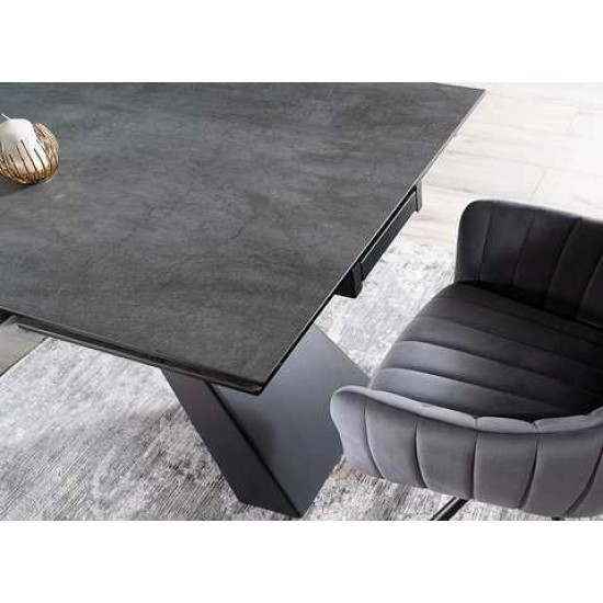 Стол обеденный SALVADORE CERAMIC II 120(180)X80 Серый / Черный мат SALVADORECII120 8