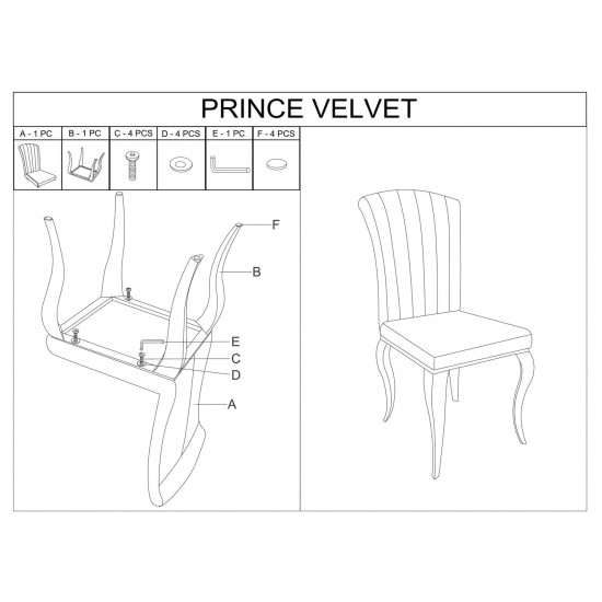 Крісло PRINCE VELVET Хром / Сірий TAP. 195 PRINCEVSZCH 9