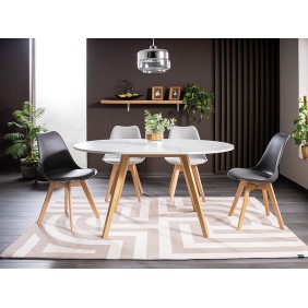 Стіл обідній OPERA Білий мат / Бук Діаметр 102 (102-142) OPERABMBUFI102