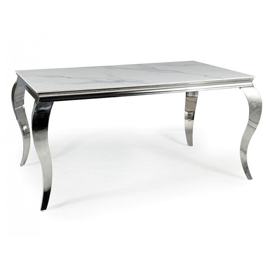 Стіл обідній PRINCE CERAMIC 180*90 білий CALACATTA/хром PRINCECBCH180 1