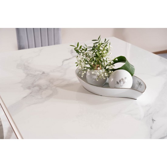Стіл обідній PRINCE CERAMIC 180*90 білий CALACATTA/хром PRINCECBCH180 8
