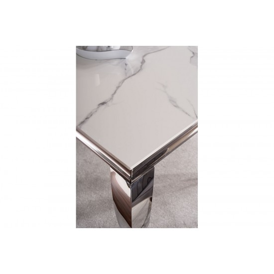 Стіл обідній PRINCE CERAMIC 180*90 білий CALACATTA/хром PRINCECBCH180 4