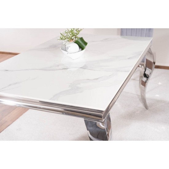 Стіл обідній PRINCE CERAMIC 180*90 білий CALACATTA/хром PRINCECBCH180 9
