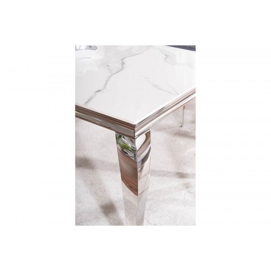 Стіл обідній PRINCE CERAMIC 180*90 білий CALACATTA/хром PRINCECBCH180 6