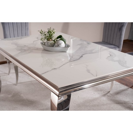 Стіл обідній PRINCE CERAMIC 180*90 білий CALACATTA/хром PRINCECBCH180 14