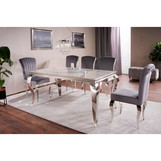 Стіл обідній PRINCE CERAMIC 180*90 білий CALACATTA/хром PRINCECBCH180 15
