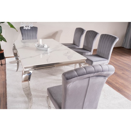 Стіл обідній PRINCE CERAMIC 180*90 білий CALACATTA/хром PRINCECBCH180 12