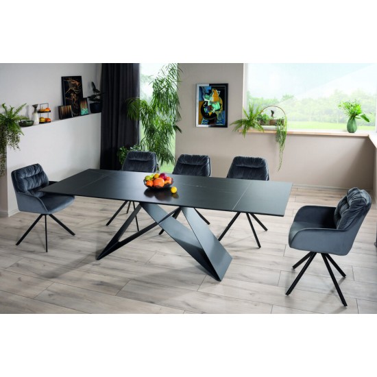 Стол обеденный раскладной WESTIN CERAMIC 160(240)*90 черный SAHARA NOIR/черный мат WESTINCCC160 12