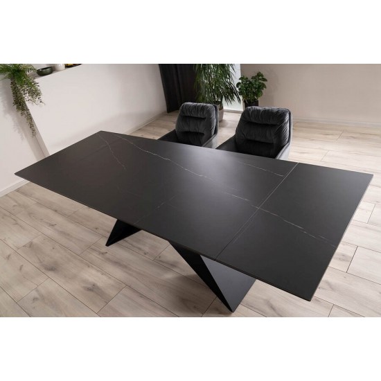 Стол обеденный раскладной WESTIN CERAMIC 160(240)*90 черный SAHARA NOIR/черный мат WESTINCCC160 11
