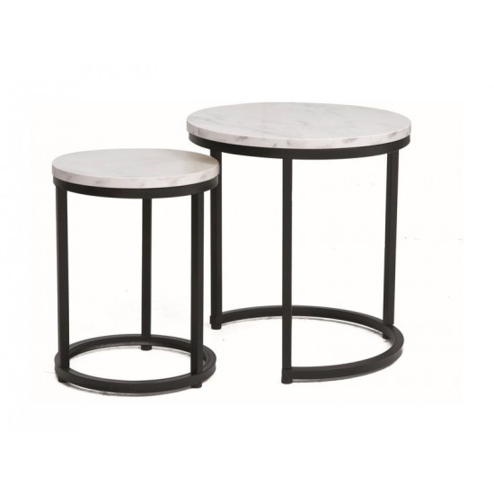 Журнальный столик HOLA белый эффект мрамора/черный (к-кт) HOLABMAC 1