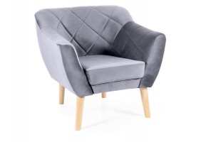 Кресло KARO 1 VELVET серое/бук BL.14 KARO1V14BU