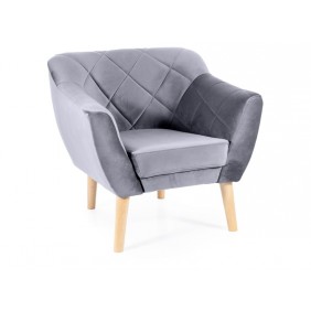 Кресло KARO 1 VELVET серое/бук BL.14 KARO1V14BU