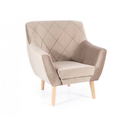 Кресло KIER 1 VELVET темный беж/бук BL.40 KIER1V40BU 1