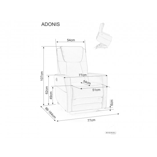 Кресло раскладное ADONIS VELVET (функция вертикализация) темный беж BL.40 ADONISVCBE 4