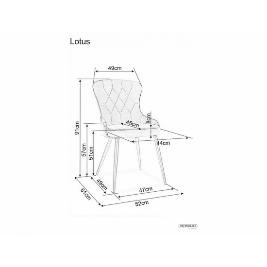 Стул кухонный LOTUS VELVET черный каркас/цинамон BL.4215 LOTUSVCCY 7