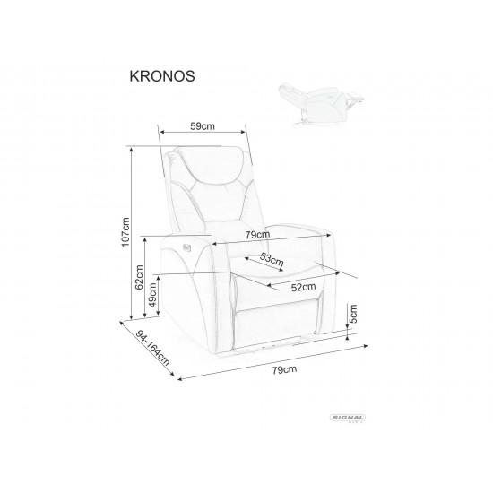 Крісло розкладне KRONOS VELVET світло-сіре BL.03 KRONOSVJSZ 3