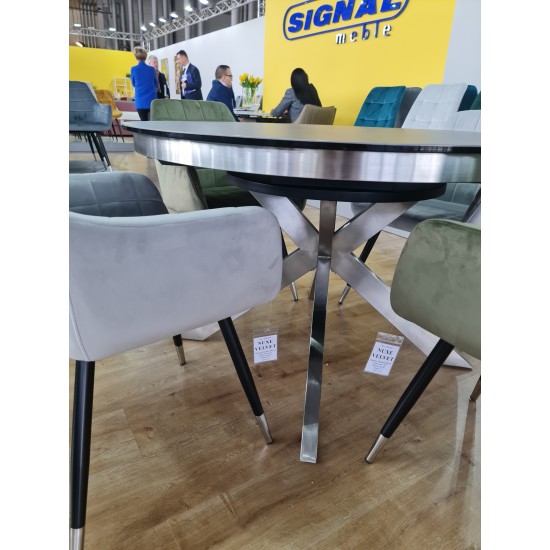 Стол обеденный раскладной PORTO CERAMIC 120(160)*120 тем.серый эффект мрамора/сталь щеткована PORTOCCSS120 2