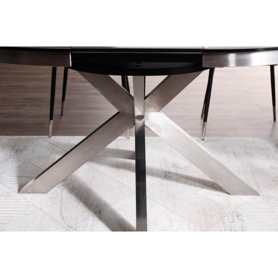 Стол обеденный раскладной PORTO CERAMIC 120(160)*120 тем.серый эффект мрамора/сталь щеткована PORTOCCSS120 13