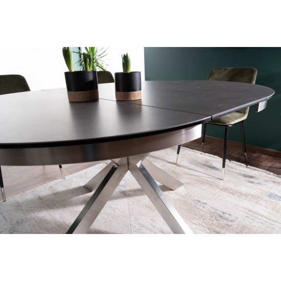 Стол обеденный раскладной PORTO CERAMIC 120(160)*120 тем.серый эффект мрамора/сталь щеткована PORTOCCSS120 11