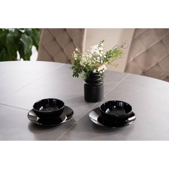 Стол обеденный раскладной PORTO CERAMIC 120(160)*120 тем.серый эффект мрамора/черный мат PORTOCC120 5