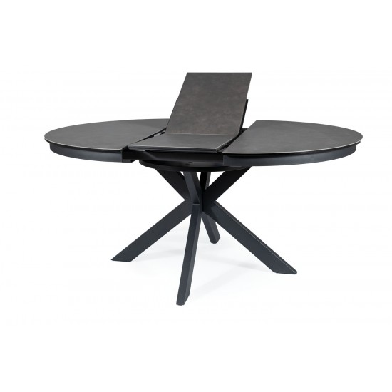 Стол обеденный раскладной PORTO CERAMIC 120(160)*120 тем.серый эффект мрамора/черный мат PORTOCC120 9