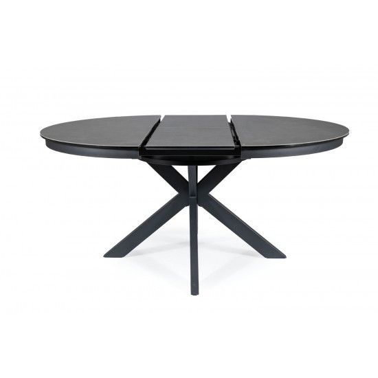 Стол обеденный раскладной PORTO CERAMIC 120(160)*120 тем.серый эффект мрамора/черный мат PORTOCC120 10