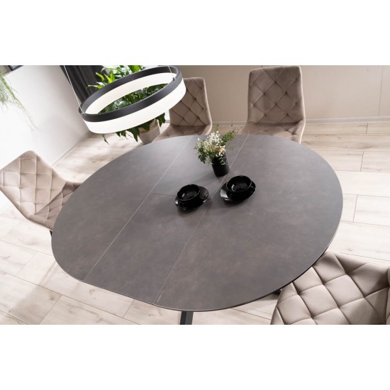 Стол обеденный раскладной PORTO CERAMIC 120(160)*120 тем.серый эффект мрамора/черный мат PORTOCC120 4