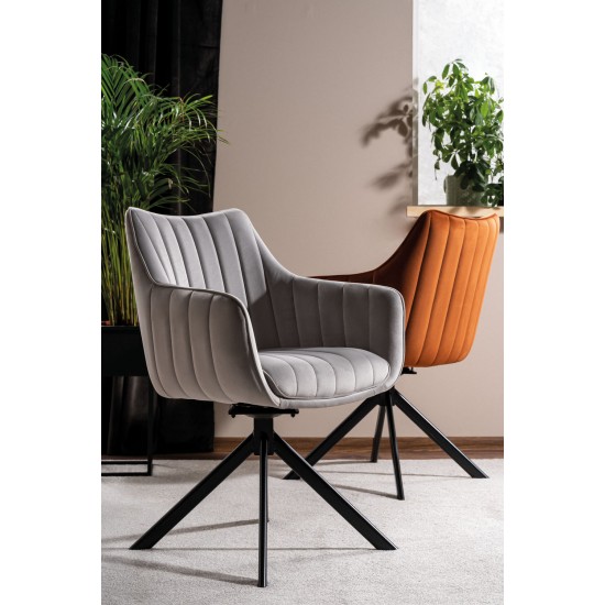 Стілець кухонний AZALIA VELVET чорний каркас/світло-сірий BL.03 AZALIAVCJSZ 4