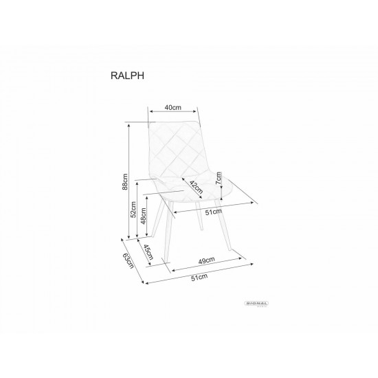 Стілець кухонний RALPH VELVET чорний каркас/чорний BL.19 RALPHVCC 3