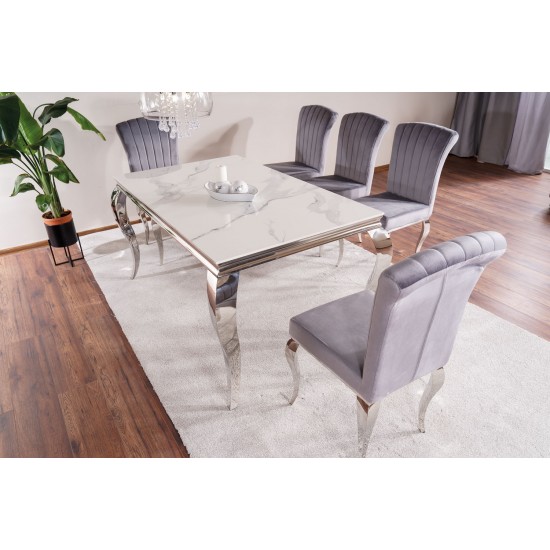 Стіл обідній PRINCE CERAMIC 150*90 білий CALACATTA/хром PRINCEBCH150 3
