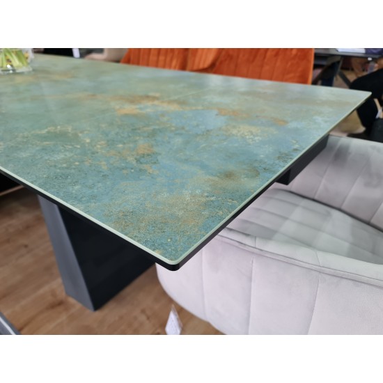 Стол обеденный раскладной WESTIN CERAMIC 160(240)*90 бирюза OSSIDO VERDE/черный мат WESTINTUC160 7