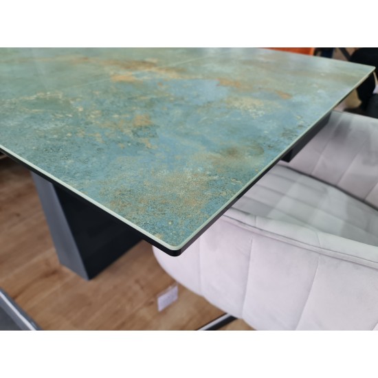 Стол обеденный раскладной WESTIN CERAMIC 160(240)*90 бирюза OSSIDO VERDE/черный мат WESTINTUC160 6