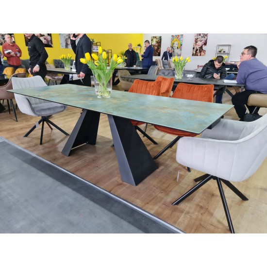 Стол обеденный раскладной WESTIN CERAMIC 160(240)*90 бирюза OSSIDO VERDE/черный мат WESTINTUC160 8