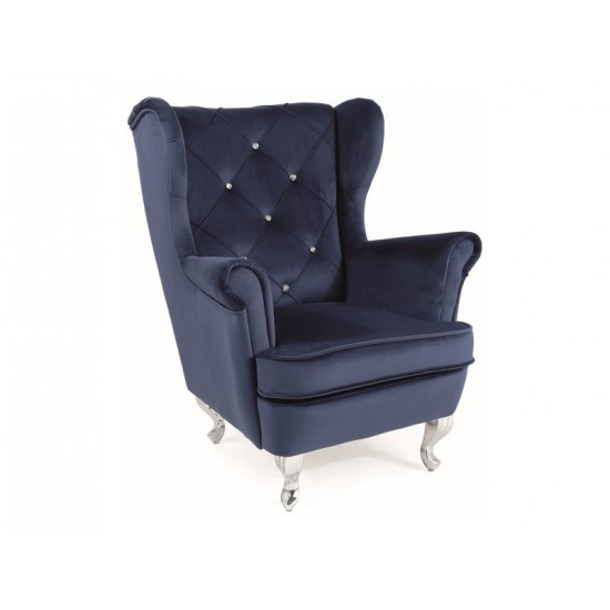 Кресло детское LILI VELVET синий BL.86/серебряный LILIVGRS 1