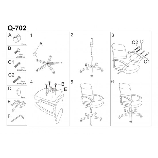 Компьютерное кресло поворотное Q-702 Черный OBRQ702CC 2