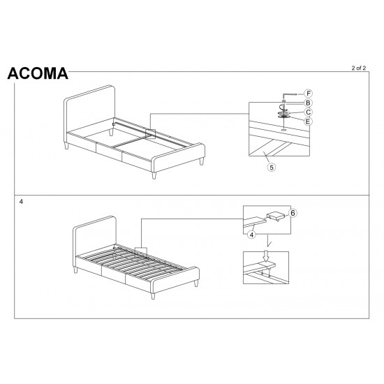 Односпальная кровать Acoma 90X200 Серый ACOMA90SZD 2