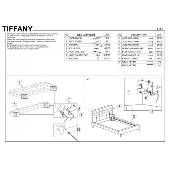 Односпальне ліжко Tiffany 90X200 Сірий TIFFANY90SZ 6
