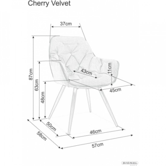 Кресло Cherry Velvet Серый / Черный CHERRYVCSZ 5