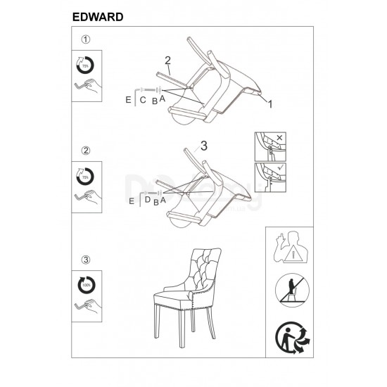 Стул Edward Velvet Синий / Черный EDWARDVCGR86 3