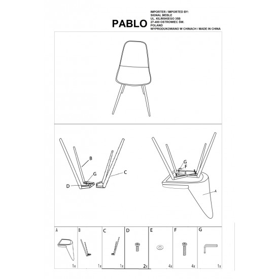 Стул Pablo Серый PABLOSZ 2