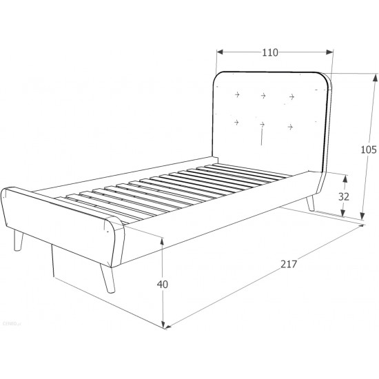 Односпальне ліжко Tiffany 90X200 Сірий TIFFANY90SZ 3