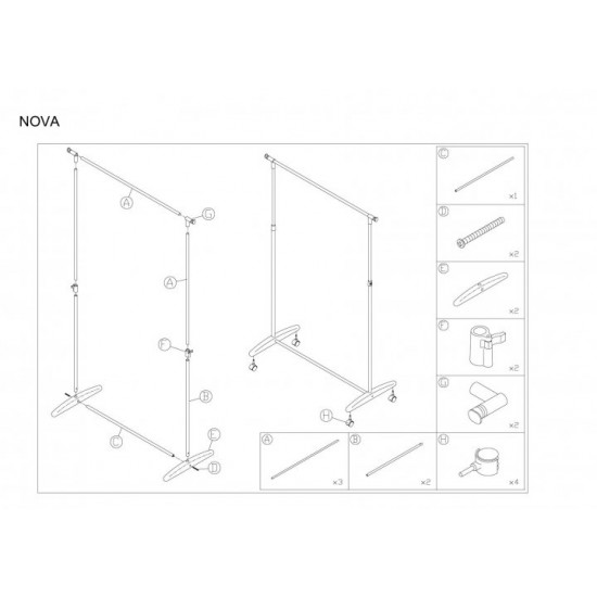 Вішалка на підлогу Nova 160 см Чорний NOVAG 2