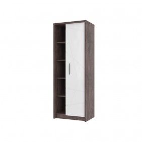 Virgo F Пенал 1Д високий з відкритими полицями 190х70 см Дуб ансберг темний + ультра білий металік