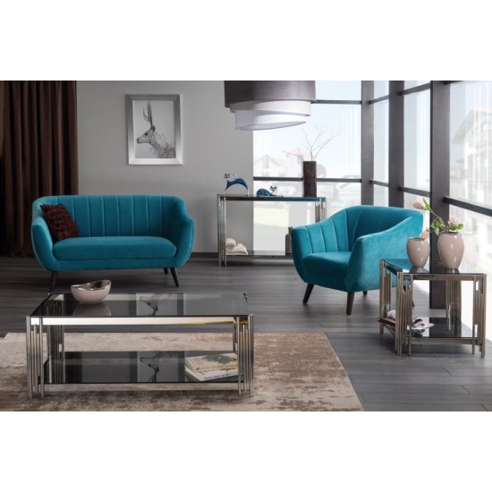 Журнальный стол Fossil B 55х55 Дымчатый / Серебряный FOSSILBSC 9