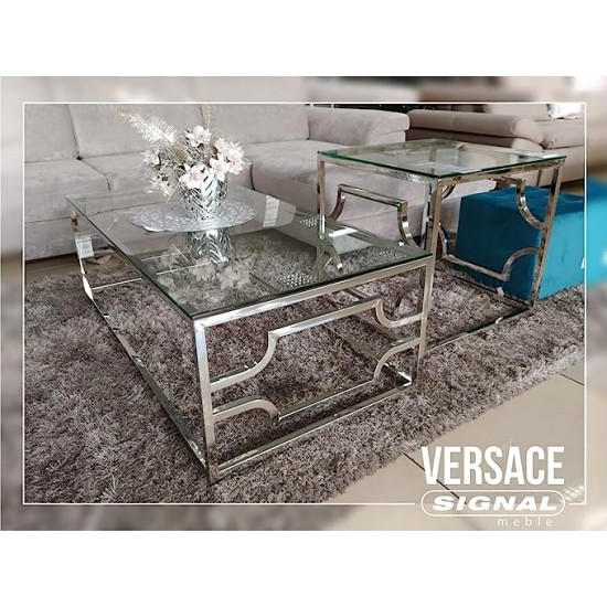 Журнальный стол Versace C 80х40 Прозрачный / Серебряный VERSACECTS 2
