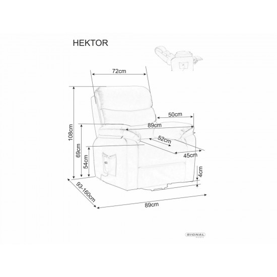 Кресло с регулируемой спинкой HEKTOR M (с функцией массажа) искусственная кожа Черный TAP. 209 HEKTORMSSC 11