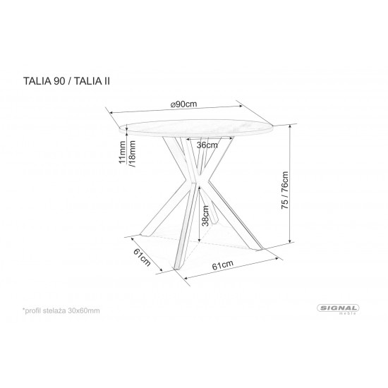 Стол обеденный TALIA II Дуб / Черный матовый диаметр 90 TALIAIIDCFI90 3