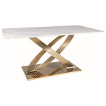 Стол обеденный HERMES Белый (эффект мрамора) / Золото 160X90 HERMESBZL160