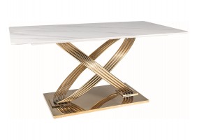 Стол обеденный HERMES Белый (эффект мрамора) / Золото 160X90 HERMESBZL160
